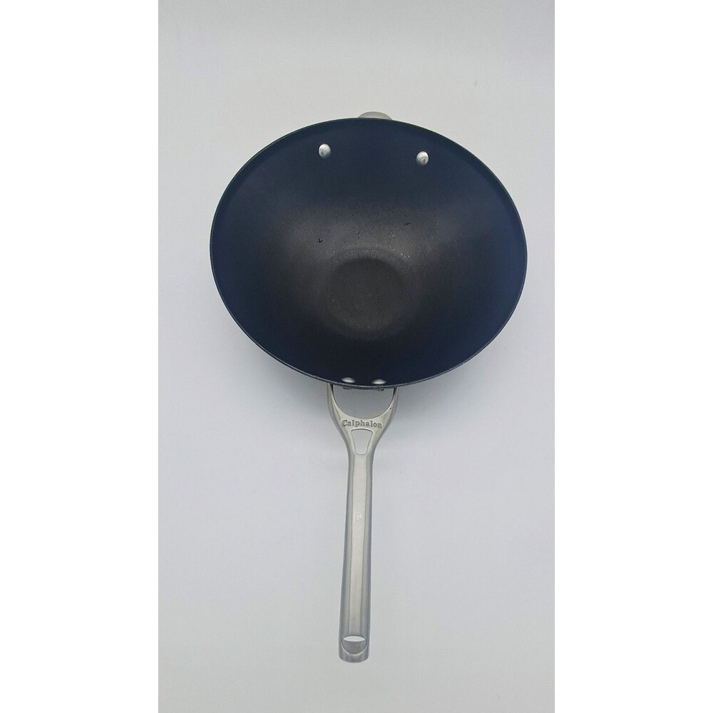 Calphalon 12" Flat Bottom Wok Stir Fry Pan Hard Anodized Nonstick 155-12 Heavy